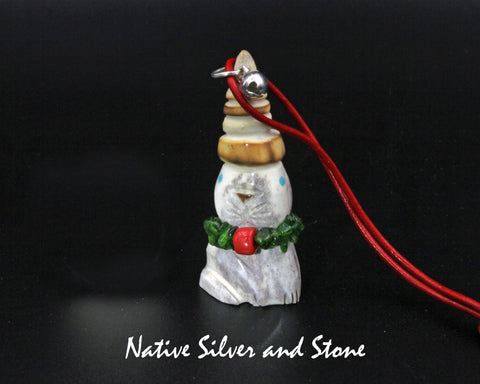 Cat<br>Domestic Cat<br>"Elf" Christmas Ornament 2<br> Beanie Hat & Bell<br>Diopside & Coral Necklace<br>Zuni Fetish Carving<br>Robert Weahkee<br>Deer Antler w Turquoise Eyes