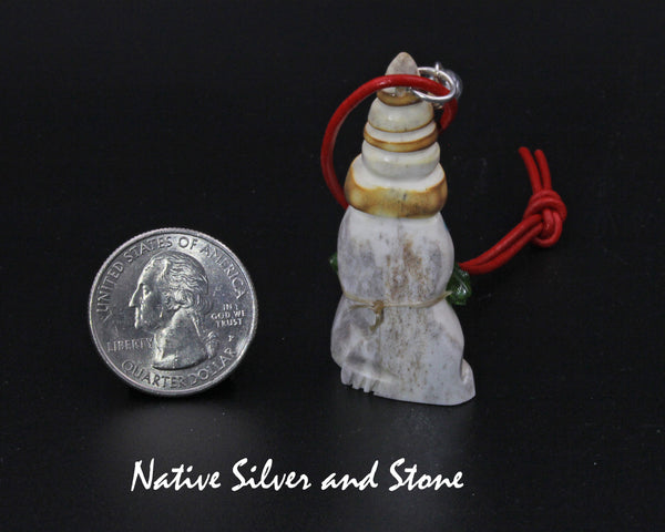 Cat<br>Domestic Cat<br>"Elf" Christmas Ornament 2<br> Beanie Hat & Bell<br>Diopside & Coral Necklace<br>Zuni Fetish Carving<br>Robert Weahkee<br>Deer Antler w Turquoise Eyes