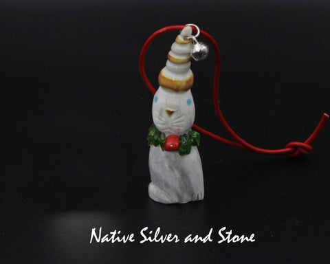 Cat<br>Domestic Cat<br>"Elf" Christmas Ornament 3<br> Beanie Hat & Bell<br>Diopside & Coral Necklace<br>Zuni Fetish Carving<br>Robert Weahkee<br>Deer Antler w Turquoise Eyes