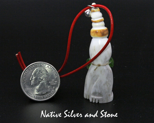 Cat<br>Domestic Cat<br>"Elf" Christmas Ornament 3<br> Beanie Hat & Bell<br>Diopside & Coral Necklace<br>Zuni Fetish Carving<br>Robert Weahkee<br>Deer Antler w Turquoise Eyes