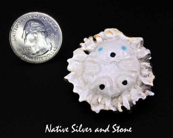 Hedgehog-1<br>Zuni Fetish Carving<br>Robert Weahkee<br>Deer Antler w Turquoise Eyes
