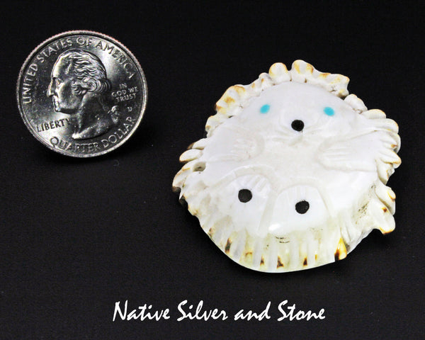 Hedgehog-2<br>Zuni Fetish Carving<br>Robert Weahkee<br>Deer Antler w Turquoise Eyes