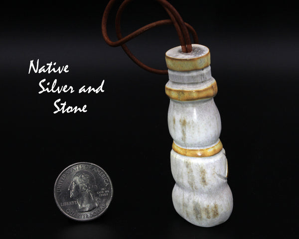 Z Snowman<br>Christmas Ornament 1<br>Scarf, Top Hat. Pipe, & Carrot Nose<br>Zuni Fetish Carving<br>Robert Weahkee<br>Deer Antler w Jet Eyes