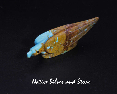 Z Eagle<br>Zuni Fetish Carving<br>Ronnie Lunasee<br>Boulder Turquoise with Jet Eyes