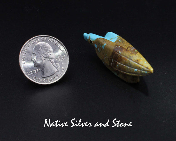 Z Eagle<br>Zuni Fetish Carving<br>Ronnie Lunasee<br>Boulder Turquoise with Jet Eyes