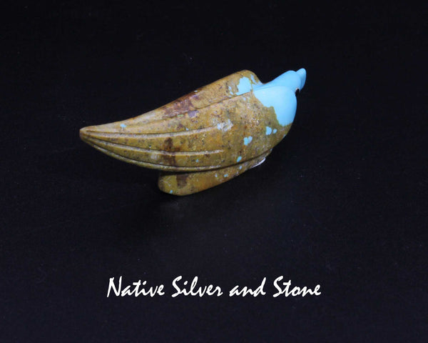 Z Eagle<br>Zuni Fetish Carving<br>Ronnie Lunasee<br>Boulder Turquoise with Jet Eyes