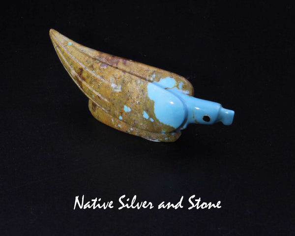 Z Eagle<br>Zuni Fetish Carving<br>Ronnie Lunasee<br>Boulder Turquoise with Jet Eyes