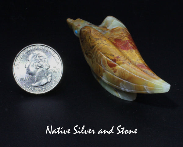 Z Eagle<br>Zuni Fetish Carving<br>Ronnie Lunasee<br>Mexican Onyx with Turquoise Eyes