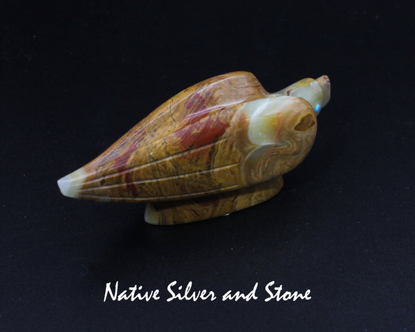 Z Eagle<br>Zuni Fetish Carving<br>Ronnie Lunasee<br>Mexican Onyx with Turquoise Eyes
