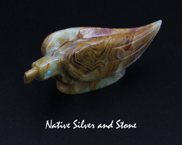 Z Eagle<br>Zuni Fetish Carving<br>Ronnie Lunasee<br>Mexican Onyx with Turquoise Eyes