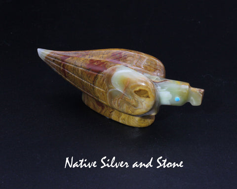 Z Eagle<br>Zuni Fetish Carving<br>Ronnie Lunasee<br>Mexican Onyx with Turquoise Eyes