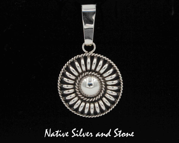 Z Thomas Charley/Charlie - Navajo<br>PDTAS<br>1-1/8" Pendant<br>Segmented "Melon" Concho<br>Round Domed w Twist<br>Sterling Silver