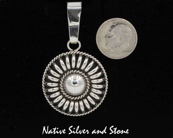 Z Thomas Charley/Charlie - Navajo<br>PDTAS<br>1-1/8" Pendant<br>Segmented "Melon" Concho<br>Round Domed w Twist<br>Sterling Silver