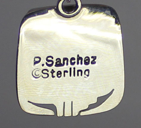 Z Phillip Sanchez, San Felipe<br>7/8" Earrings<br>Kingman Web Hi-Grade Turquoise<br>Squares Sawcut<br> Sterling Silver