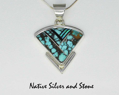 Z Albert Francisco - Navajo<br>1" Pendant - Multi-Inlay<br>Large Arrowhead<br>Chinese Turquoise, Lab Opal, and Onyx<br>Sterling Silver