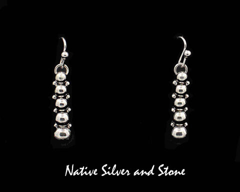 Z Artie Yellowhorse - Navajo<br>1-1/16" Earrings<br>Graduated Beads/Dots<br>Hook<br>Sterling Silver
