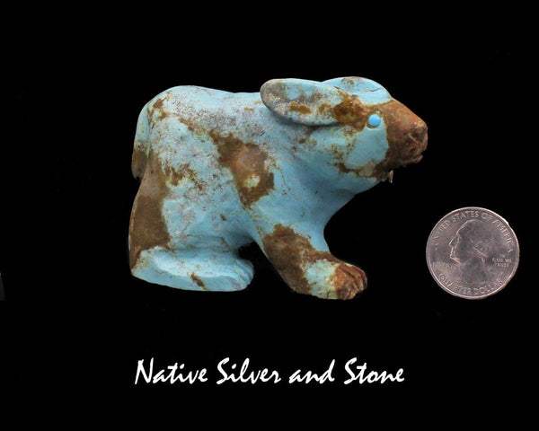 Z - Rabbit<br>Zuni Fetish Carving<br>Albert Eustace<br>Turquoise<br>Large