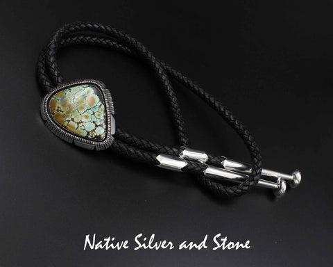 Alvin Joe - Navajo<br>2-1/2"  Bolo Tie<br>Chinese Turquoise<br>Sterling Silver