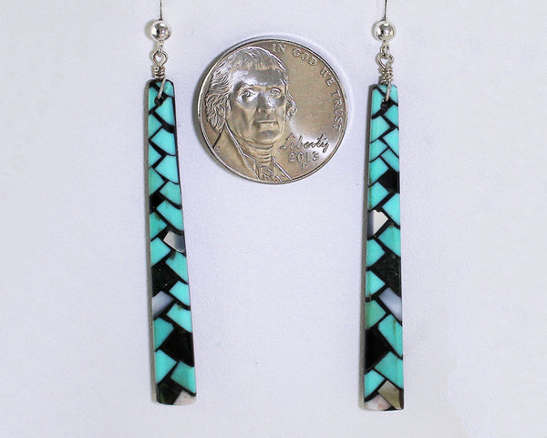 Angie-Reano-Owen-2-Long-Rectangle-Green Turquoise-Angled-Mosaic-Perspective-Earrings