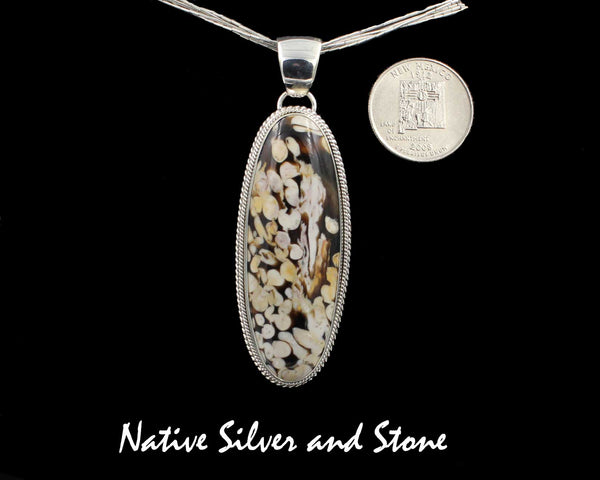 Z Artie Yellowhorse - Navajo<br>3" Pendant<br>60mm Peanut Wood Oval<br>Double Twist-Large & Small<br>Sterling Silver