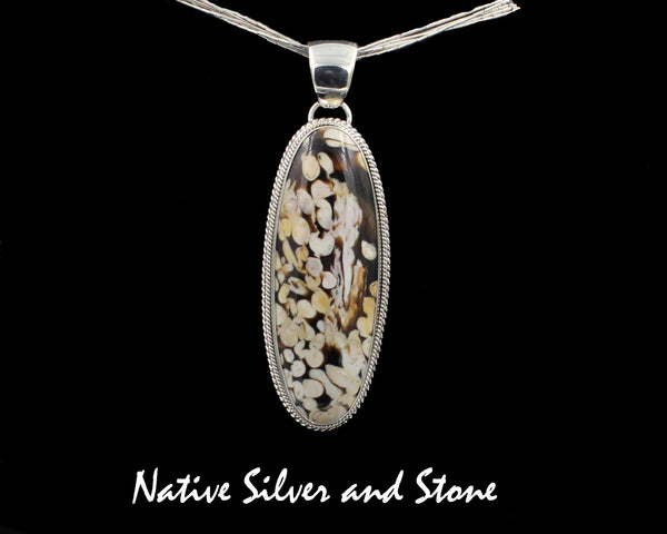 Z Artie Yellowhorse - Navajo<br>3" Pendant<br>60mm Peanut Wood Oval<br>Double Twist-Large & Small<br>Sterling Silver