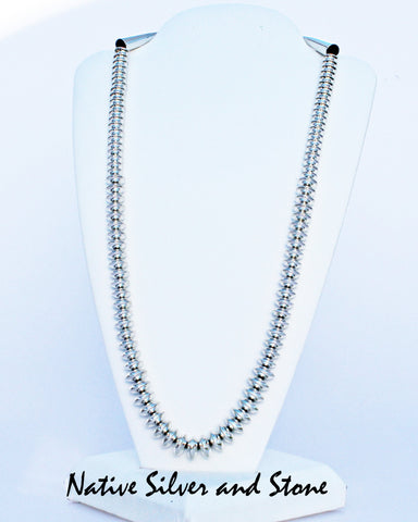 Z Artie Yellowhorse - Navajo<br>20" Necklace<br>Graduated Beads<br>Handmade<br>Sterling Silver
