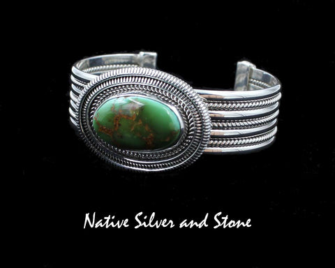 Artie Yellowhorse - Navajo<br>BCTRDSSC<br>1-3/32" Bracelet Cuff<br>23mm x 15mm Royston Turquoise<br>Twist & Double Straight Sawcut<br>Size 6-1/4" (Medium)