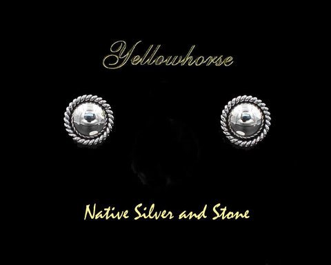 Z Artie Yellowhorse - Navajo<br>1/2" Earrings<br>10mm Dome<br>Single Twist<br>Post<br>Sterling All-Silver