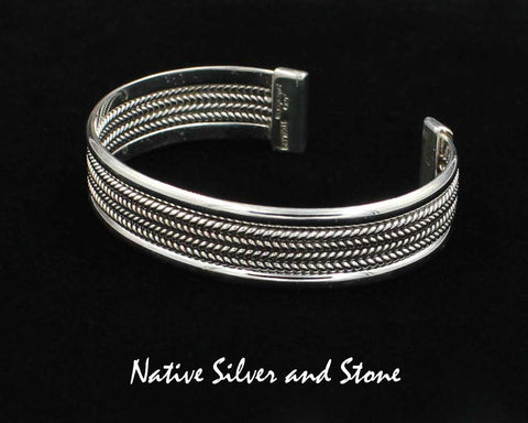 Z Artie Yellowhorse - Navajo<br>Twist 4<br>1/2" Bracelet Cuff<br>Sterling Silver<br>Size 6-7/16 (Medium)