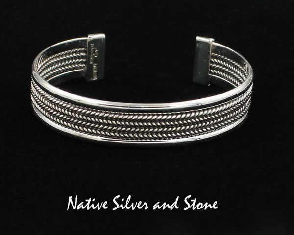 Z Artie Yellowhorse - Navajo<br>Twist 4<br>1/2" Bracelet Cuff<br>Sterling Silver<br>Size 6-7/16 (Medium)