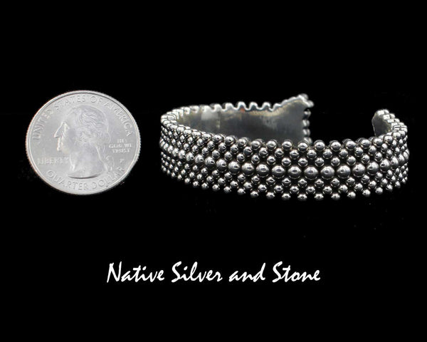 Z Artie Yellowhorse - Navajo<br>B3 Small Mixed Beads<br>7 Row Handmade <br>5/8" Bracelet Cuff<br>Sterling Silver<br>Size 6-3/8 (Medium)