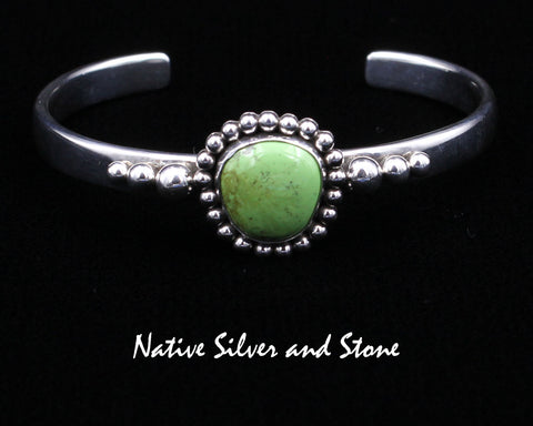 Artie Yellowhorse - Navajo<br>BCGSSB<br>1/4"  Bracelet Cuff<br>13mm Gaspiete Oblong<br>Single Bead<br>Graduated 3 Bead Flanks<br>Sterling Silver<br>Size 6-1/4  (Medium)