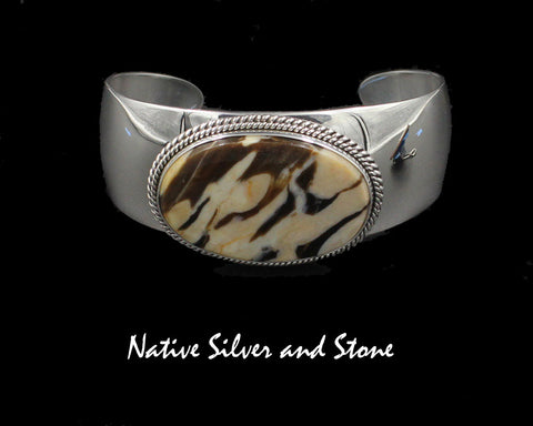 Z Artie Yellowhorse - Navajo<br>1" Bracelet Cuff <br>Peanut Wood<br>Twist & Rope<br> Sterling Silver<br> Size 6-5/8 (medium)