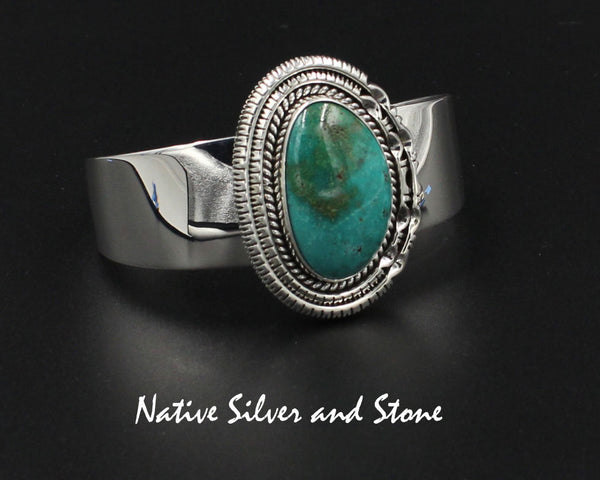 Z Artie Yellowhorse - Navajo<br>BCTTDSC<br>1-13/16" Bracelet Cuff<br>27mm x 17mm Royston Turquoise<br>Single Twist<br>Double Sawcut with Pinches<br>Size 6-1/4" (Medium)