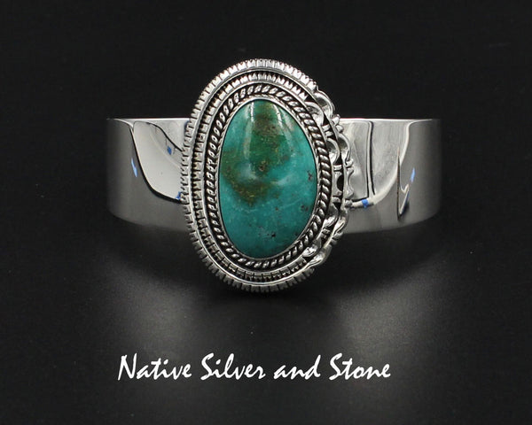 Z Artie Yellowhorse - Navajo<br>BCTTDSC<br>1-13/16" Bracelet Cuff<br>27mm x 17mm Royston Turquoise<br>Single Twist<br>Double Sawcut with Pinches<br>Size 6-1/4" (Medium)