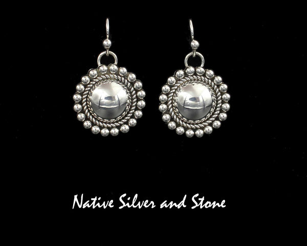 Z Artie Yellowhorse - Navajo<br>ERSHSTB<br>3/4" Earrings<br>10mm Domes<br>Single Twist & Bead<br>Hook<br>Sterling Silver