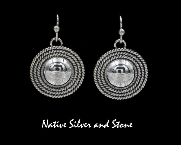 Z Artie Yellowhorse - Navajo<br>ERSD3TH<br>7/8" Earrings - Round<br>12mm Domes<br>3 Twist - Medium<br>Hook<br>Sterling Silver