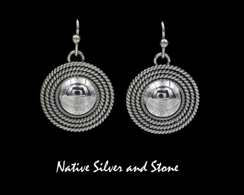 Z Artie Yellowhorse - Navajo<br>ERSD3TH<br>7/8" Earrings - Round<br>12mm Domes<br>3 Twist - Medium<br>Hook<br>Sterling Silver