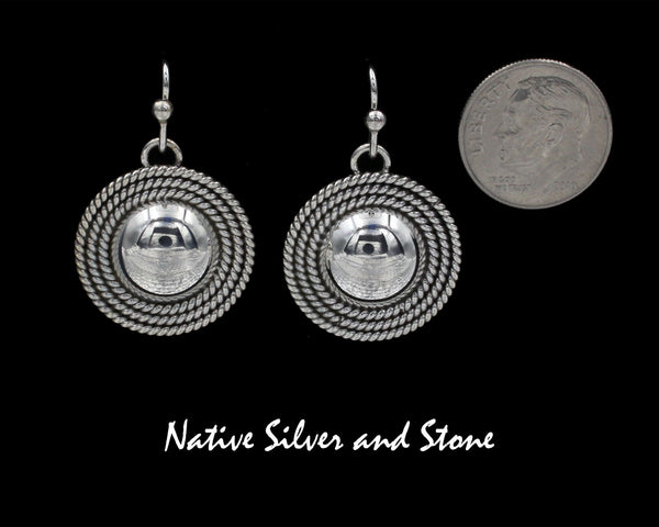 Z Artie Yellowhorse - Navajo<br>ERSD3TH<br>7/8" Earrings - Round<br>12mm Domes<br>3 Twist - Medium<br>Hook<br>Sterling Silver