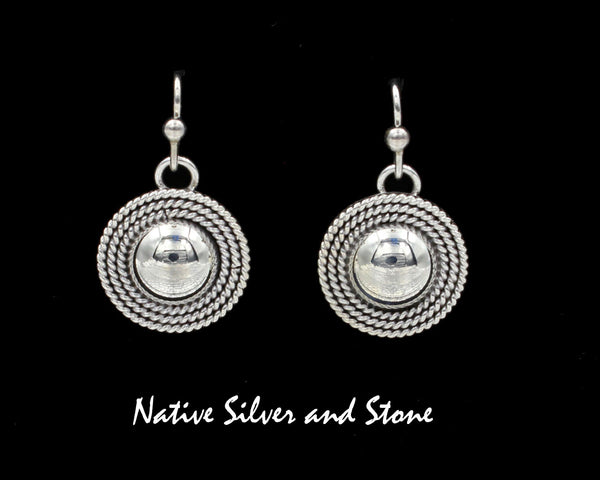 Z Artie Yellowhorse - Navajo<br>ERSD3TH<br>11/16" Earrings - Round<br>9mm Domes<br>3 Twist Wire<br>Small<br>Hook<br>Sterling Silver