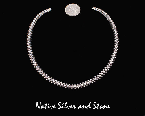 Z Artie Yellowhorse - Navajo<br> 5/16" Omega Collar Necklace<br>Beaded<br>Sterling Silver