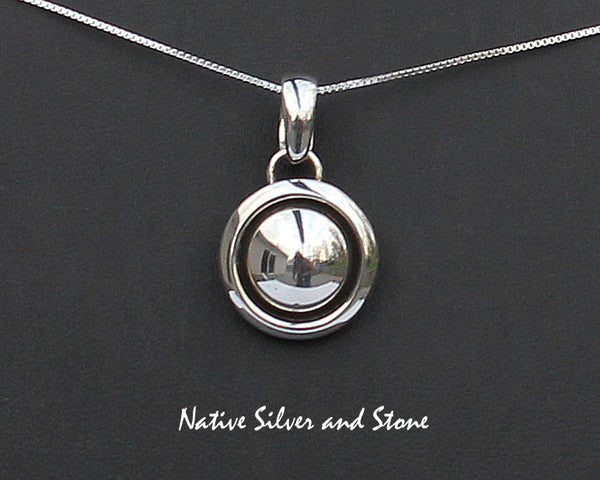 Z Artie Yellowhorse - Navajo<br>Pendant<br>11/16" Medium Domed Shadowbox<br>Sterling Silver<br> w 18" Box Chain