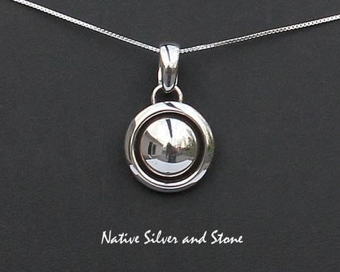 Z Artie Yellowhorse - Navajo<br>Pendant<br>11/16" Medium Domed Shadowbox<br>Sterling Silver<br> w 18" Box Chain