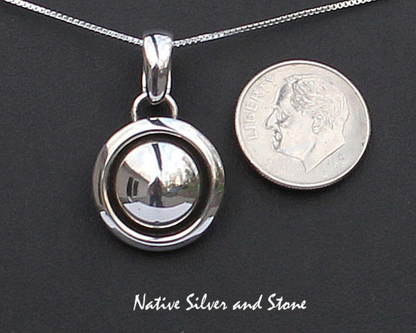 Z Artie Yellowhorse - Navajo<br>Pendant<br>11/16" Medium Domed Shadowbox<br>Sterling Silver<br> w 18" Box Chain