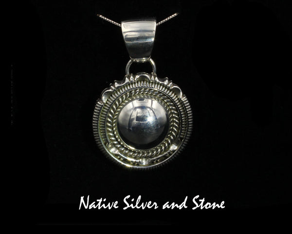 Artie Yellowhorse - Navajo<br>PSASTDSCP<br>1-1/8"  Pendant - Medium<br>16mm Dome<br>Twist & Double Sawcut w Pinches<br>Sterling Silver