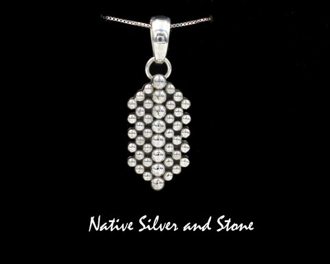 Artie Yellowhorse - Navajo<br>1" Pendant<br>Small Mixed Beads<br>"Shield" 7 Row Dots<br>Sterling Silver