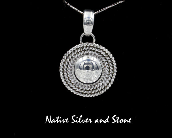 Z Artie Yellowhorse - Navajo<br>PRD3T<br>7/8" Pendant - Round<br>12mm Dome<br>3 Twist Wire<br>Medium<br>Sterling Silver