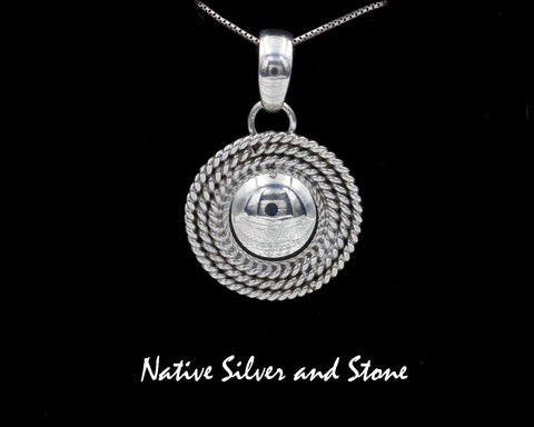 Z Artie Yellowhorse - Navajo<br>PRD3T<br>7/8" Pendant - Round<br>12mm Dome<br>3 Twist Wire<br>Medium<br>Sterling Silver