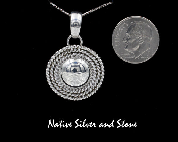 Z Artie Yellowhorse - Navajo<br>PRD3T<br>7/8" Pendant - Round<br>12mm Dome<br>3 Twist Wire<br>Medium<br>Sterling Silver