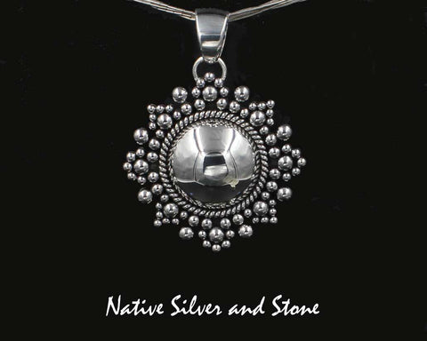 Z Artie Yellowhorse - Navajo<br>Pendant - Large<br>1-7/8" Domed Snowflake/Star<br>Sterling Silver - 3